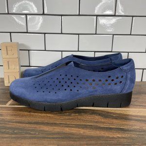 Clarks Daelyn Summit Women's Size 9 Shoes Blue Leather Comfort Wedge Loafer